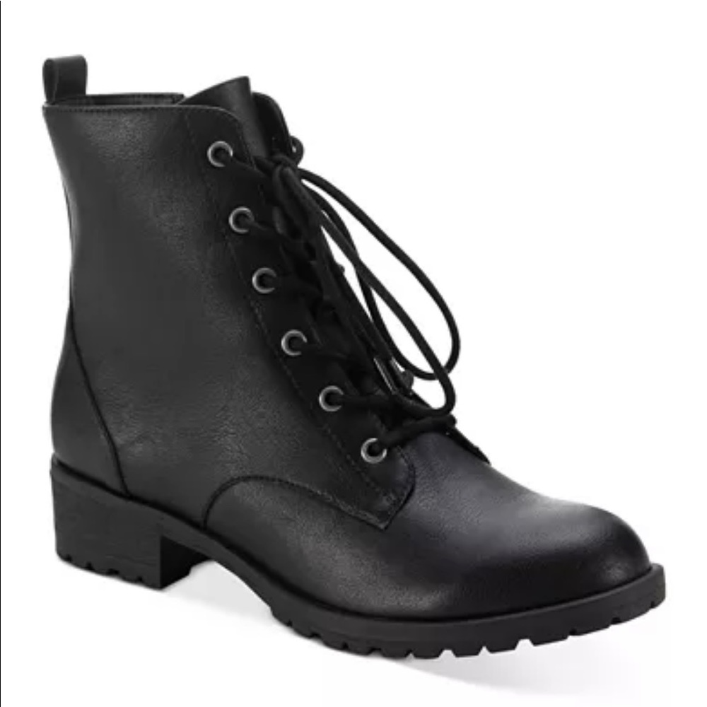 Black combat boots.